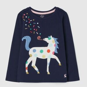 NWT Joules Girls Kids' Navy Unicorn Long Sleeve Top Size 10